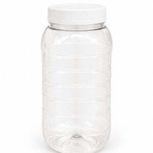 1lt Round Plastic Ribbed Jar Tall